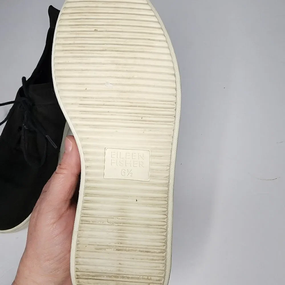 Eileen Fisher Women's Size 6.5 Kipling Tumbled Nubuck Sneakers Black